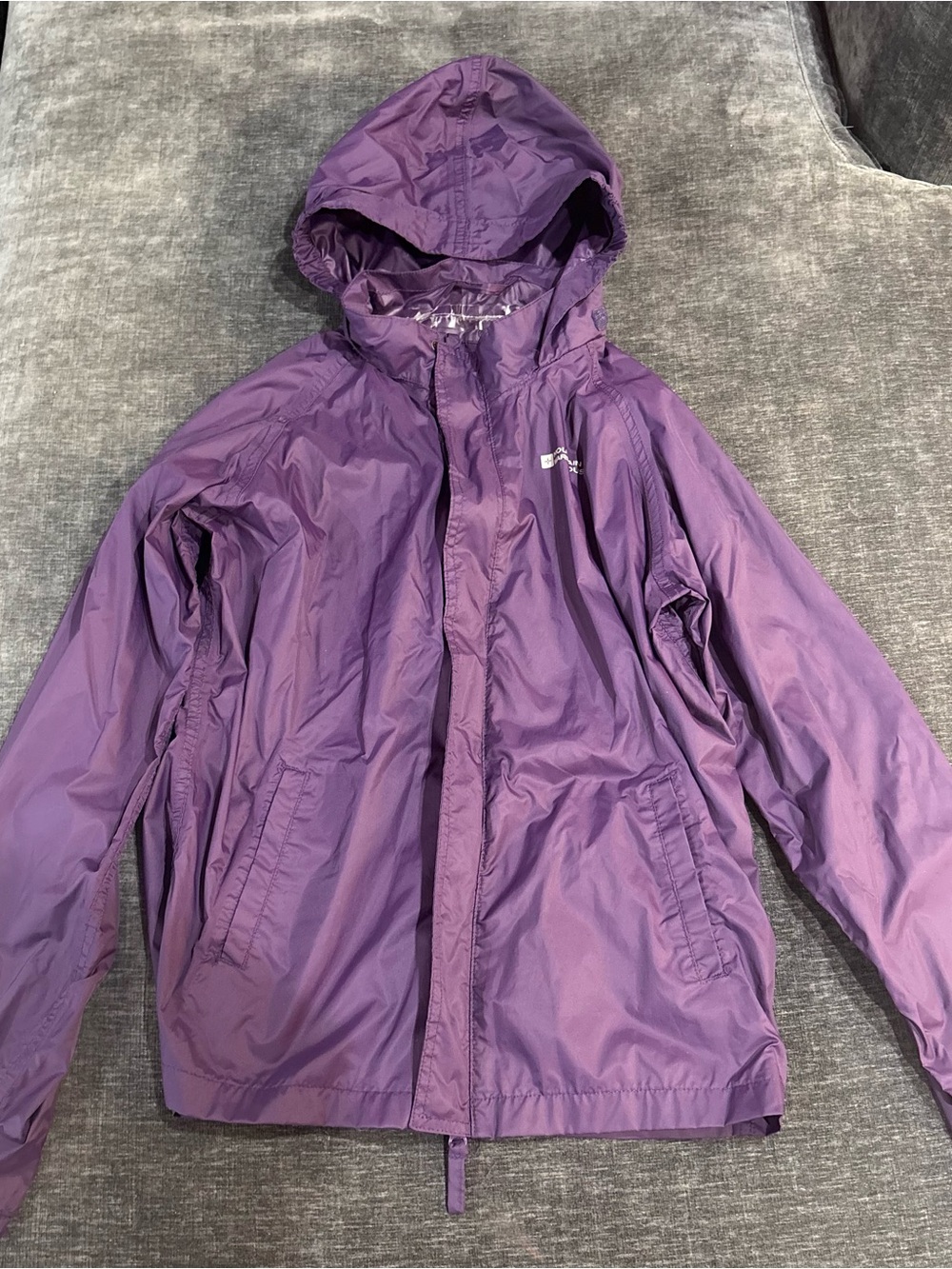 Children's Purple Hooded Rain Jacket with Front Pockets